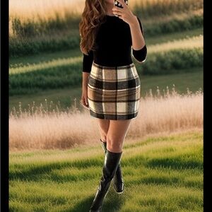 Black and White Mini Pencil Skirt Casual